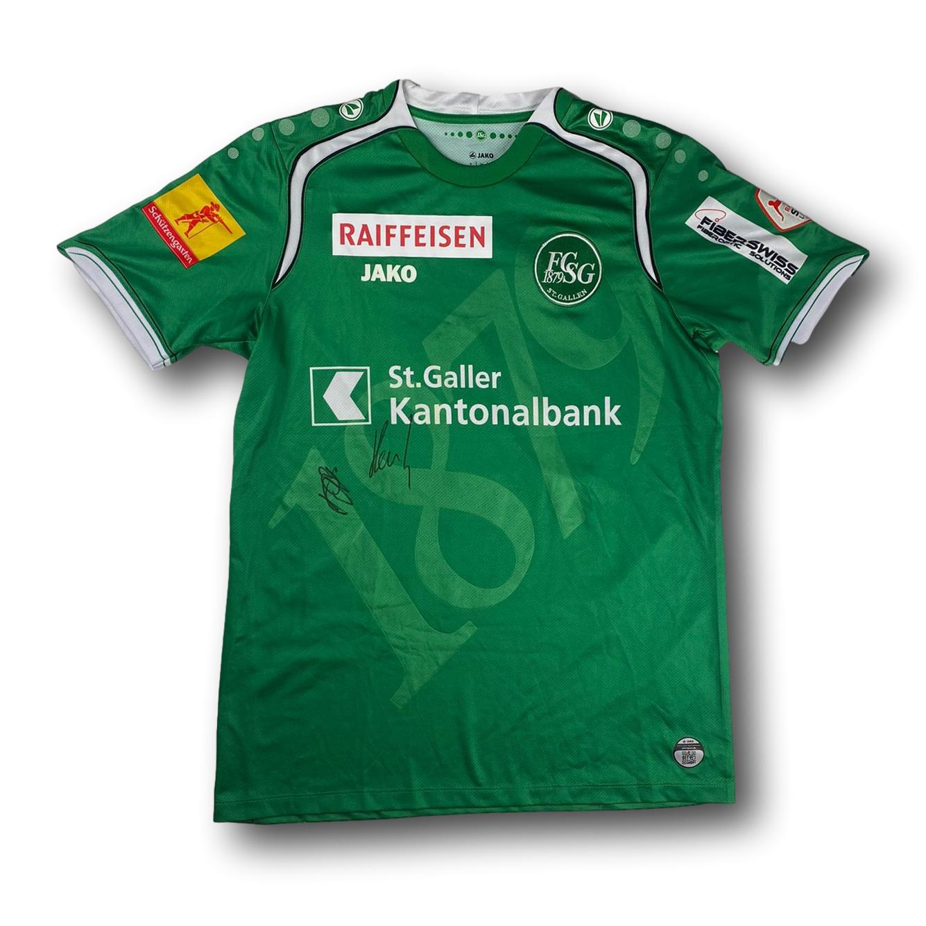 Fussballtrikot FC St.Gallen - 2014-15 - heim - jako - Bunjaku#10 - signiert  XL